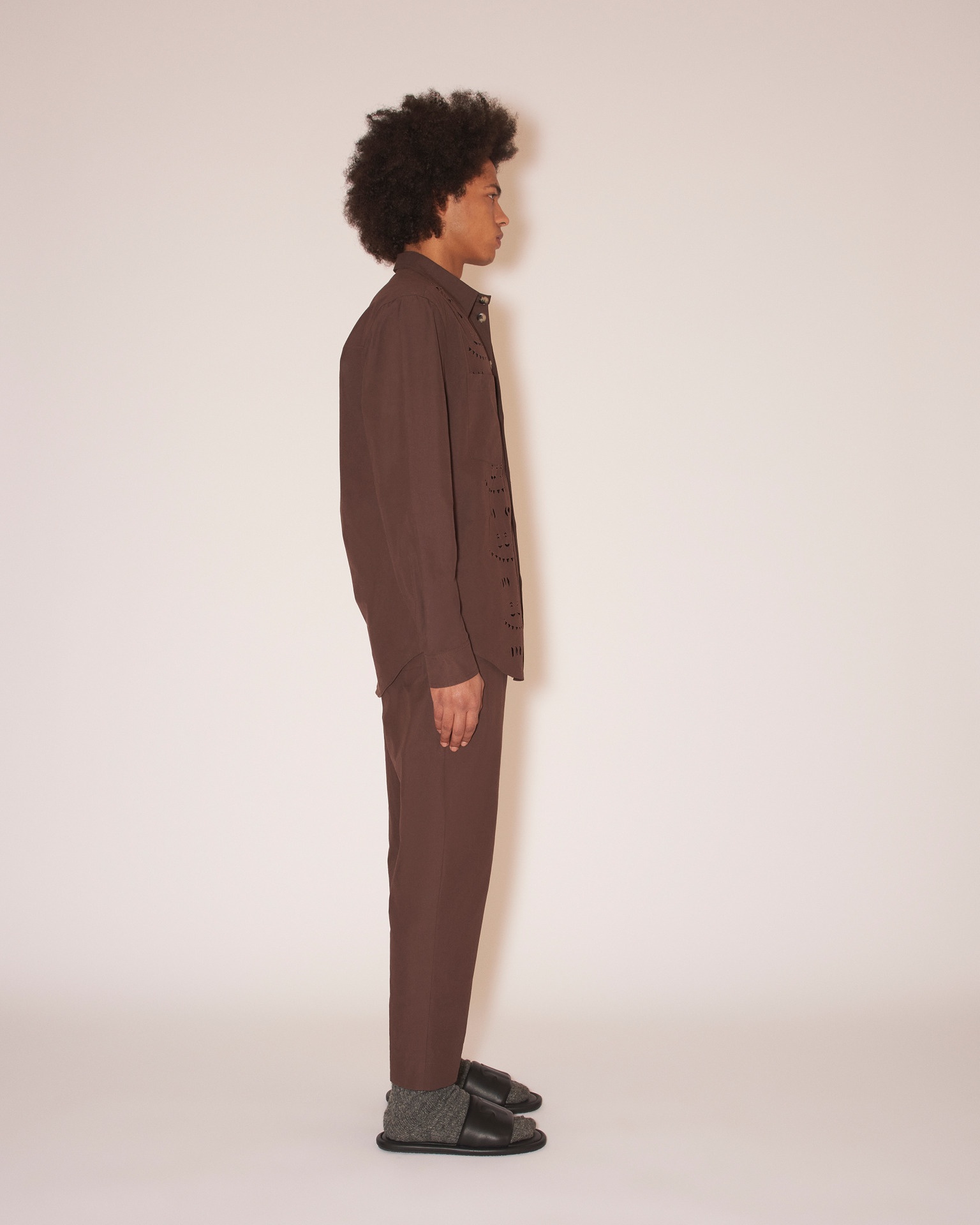 JARI - Laser-cut shirt - Dark brown - 3
