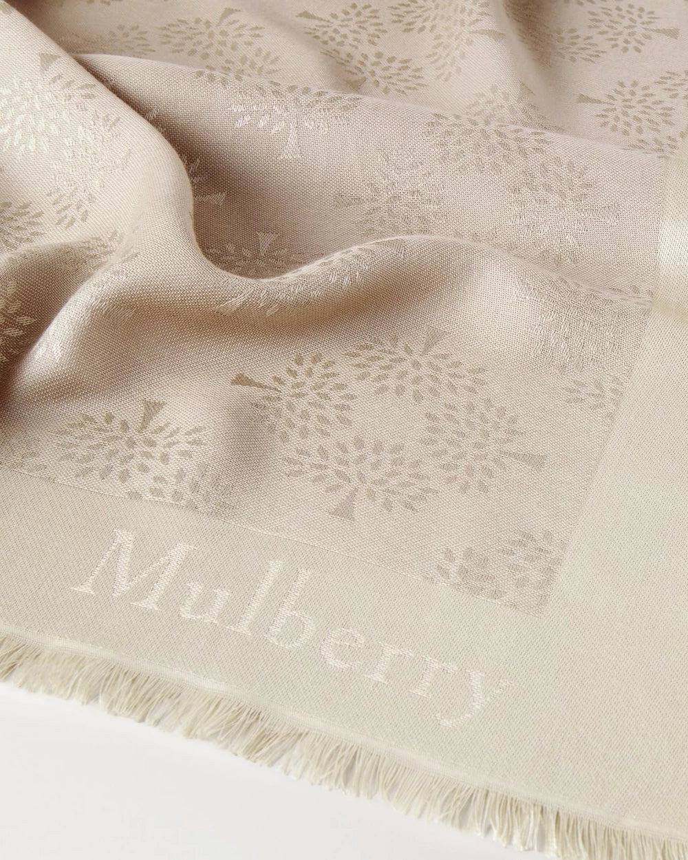 Mulberry Tree Square Cashmere Taupe Cotton Silk Blend - 3