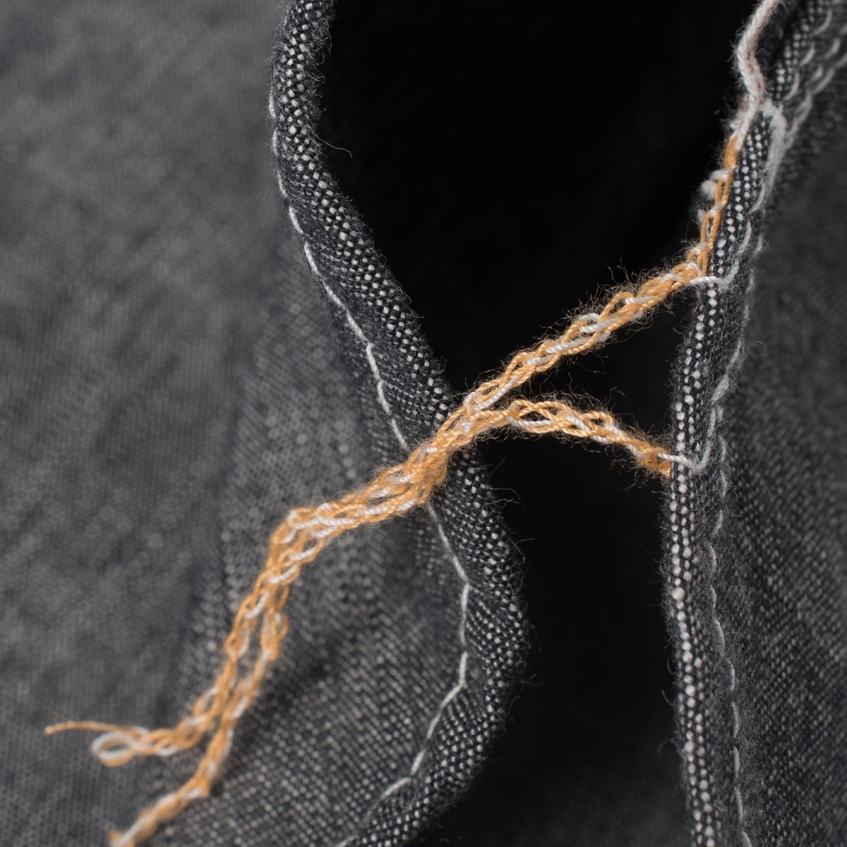 10oz Selvedge Chambray Single Yoke Western Shirt - Black - 12
