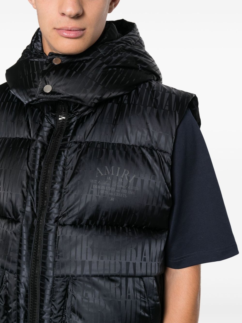 logo-print padded gilet - 5