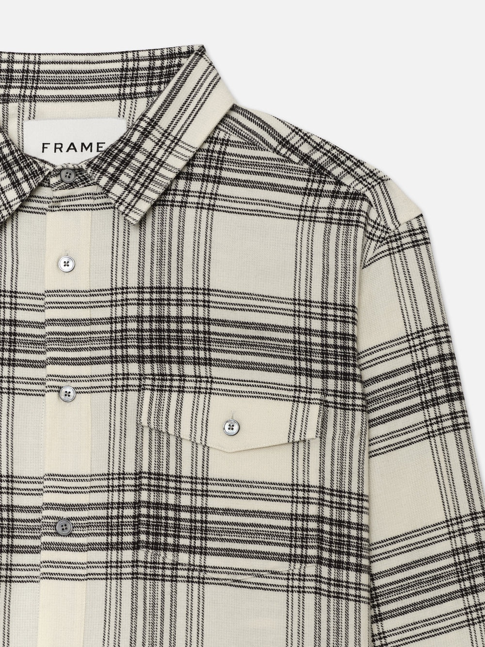 Spring Plaid Shirt in White Canvas/Black Plaid - 2