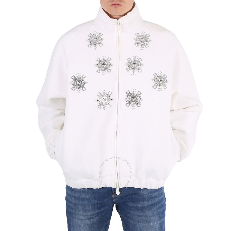 Burberry White Bottle Cap Detail Jersey Track Bomber Jacket - 3