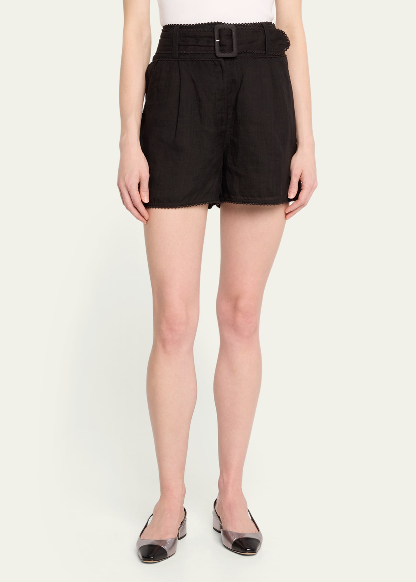 Hobbes Belted Linen Shorts - 4