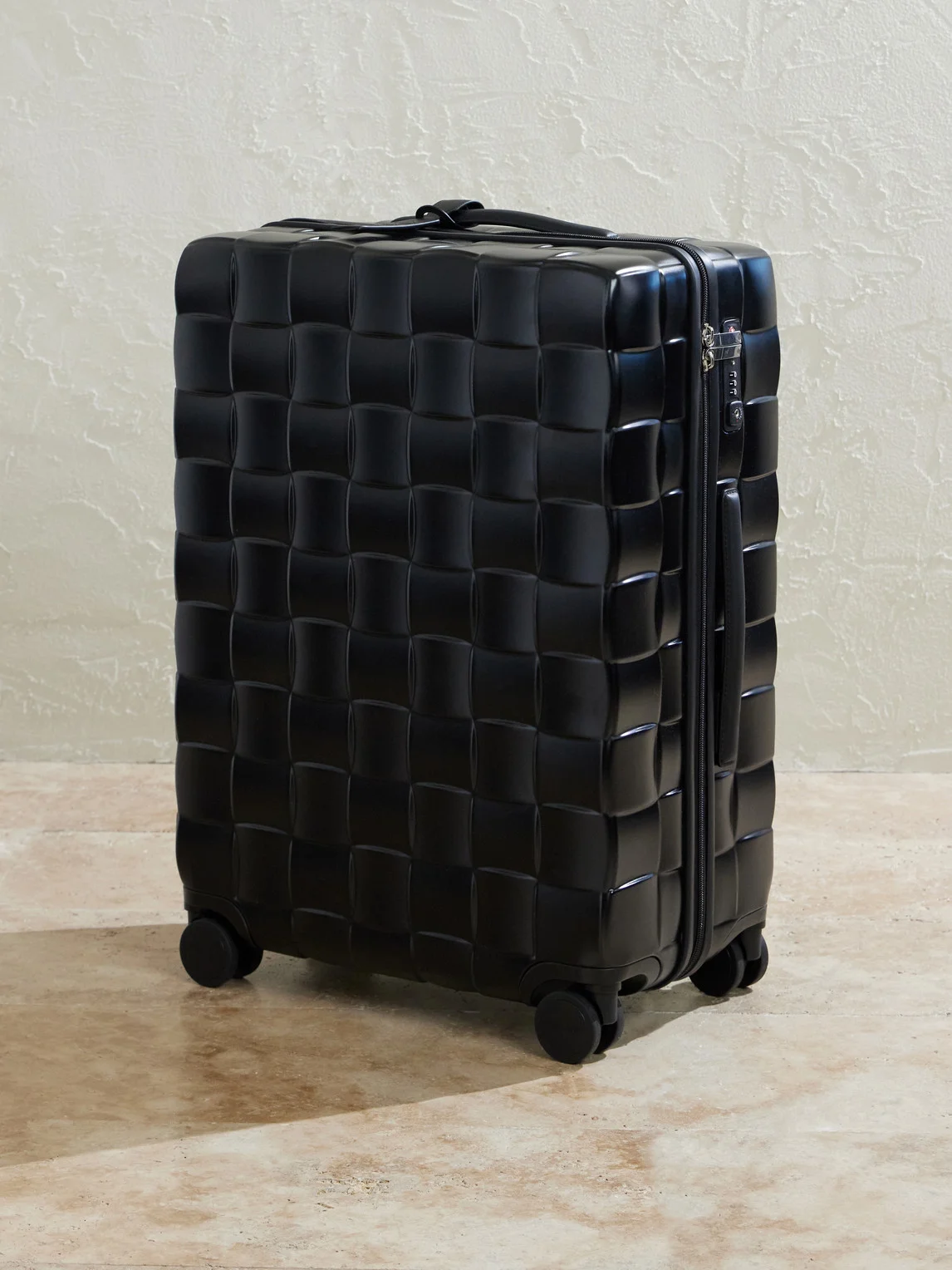 Odyssey Leather-Trimmed Intrecciato Polycarbonate Suitcase - 1