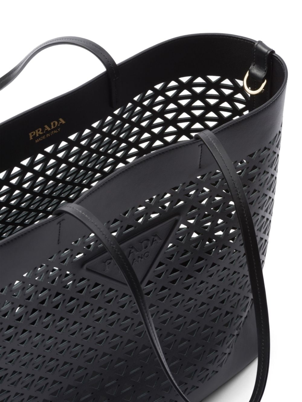 logo-perforated leather tote bag - 5