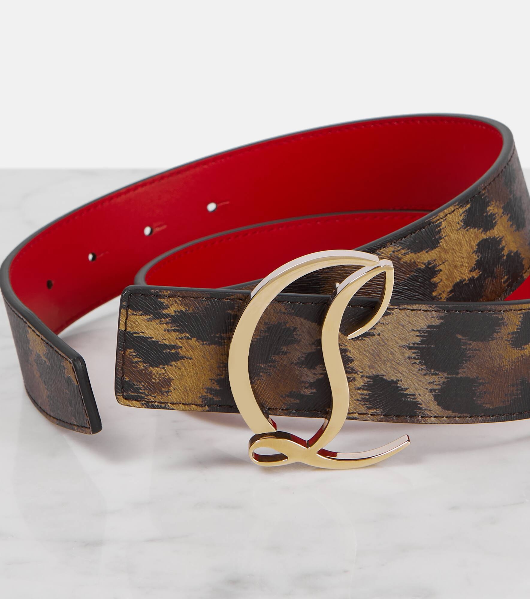 CL logo animal-print leather belt - 3