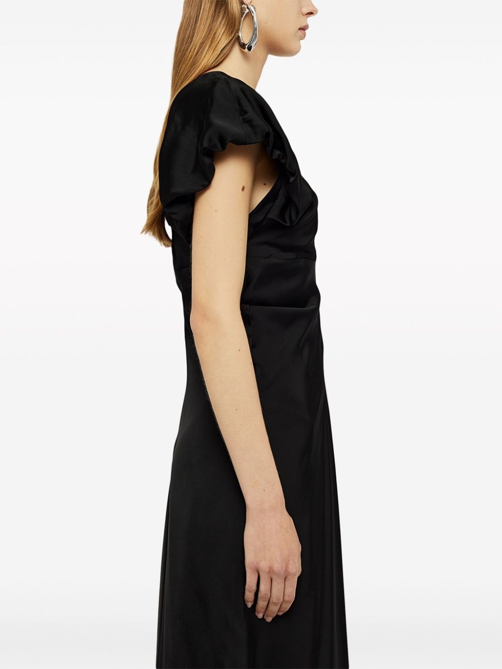 gathered-detail satin-finish gown - 5