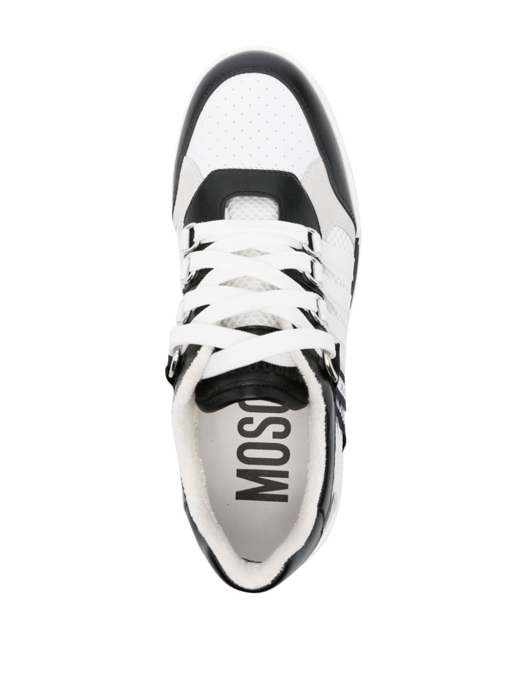 logo-tape leather sneakers - 4