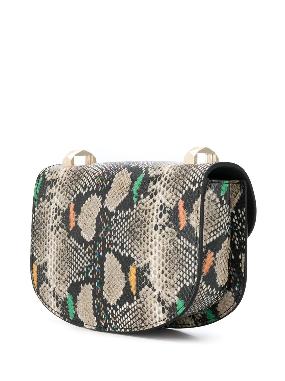 snakeskin effect foldover top satchel bag - 3