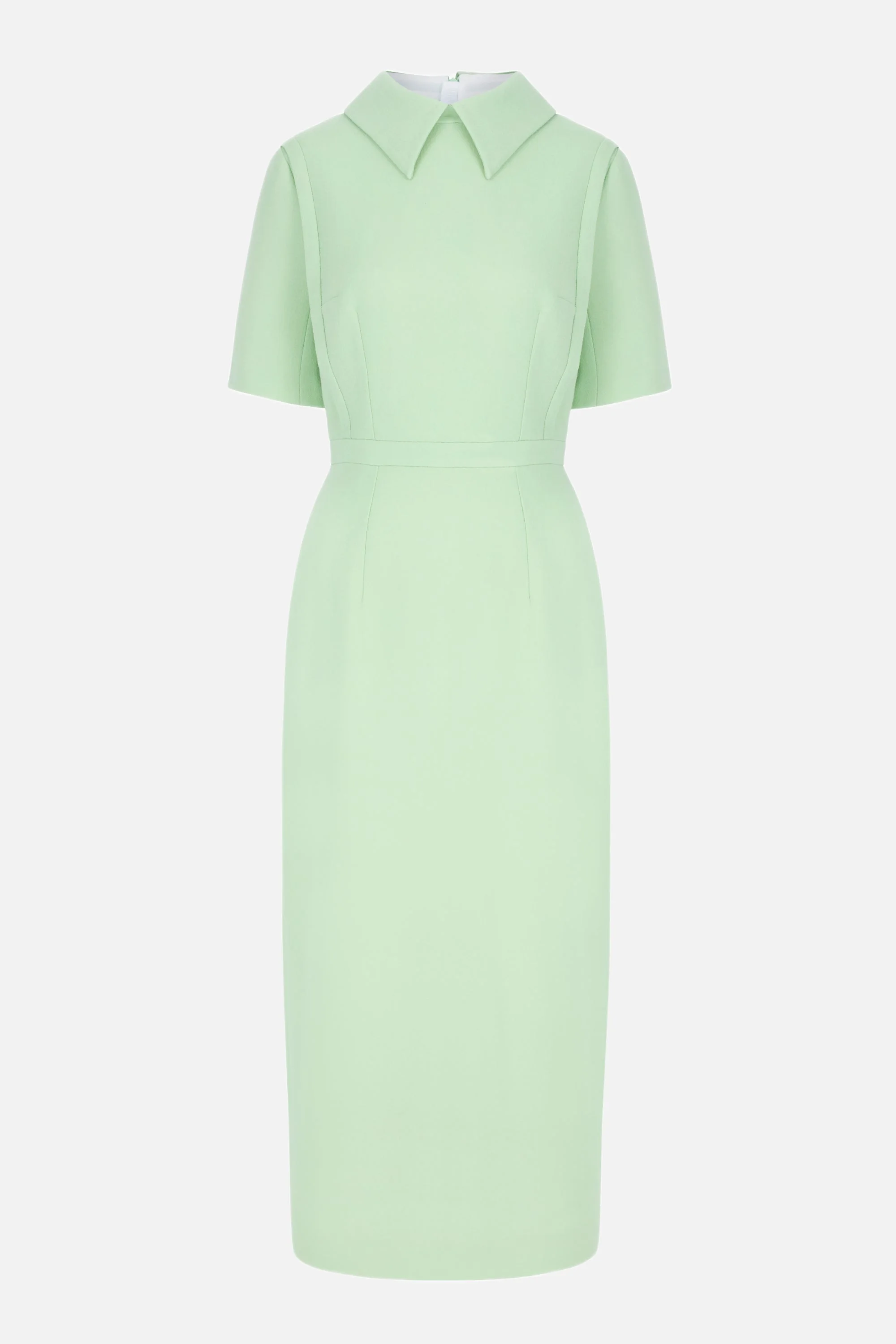 Valletta Dress in Pale Green Single Wool Crepe - 1