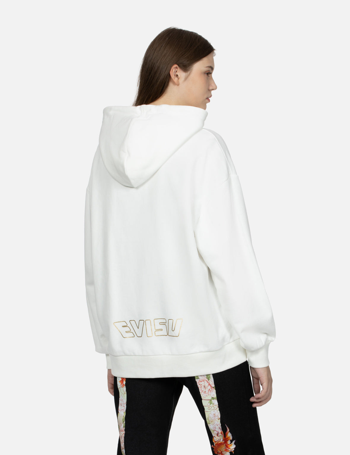 GOLDFISH AND FLORAL FLOW PRINT OVERSIZED HOODIE - 8