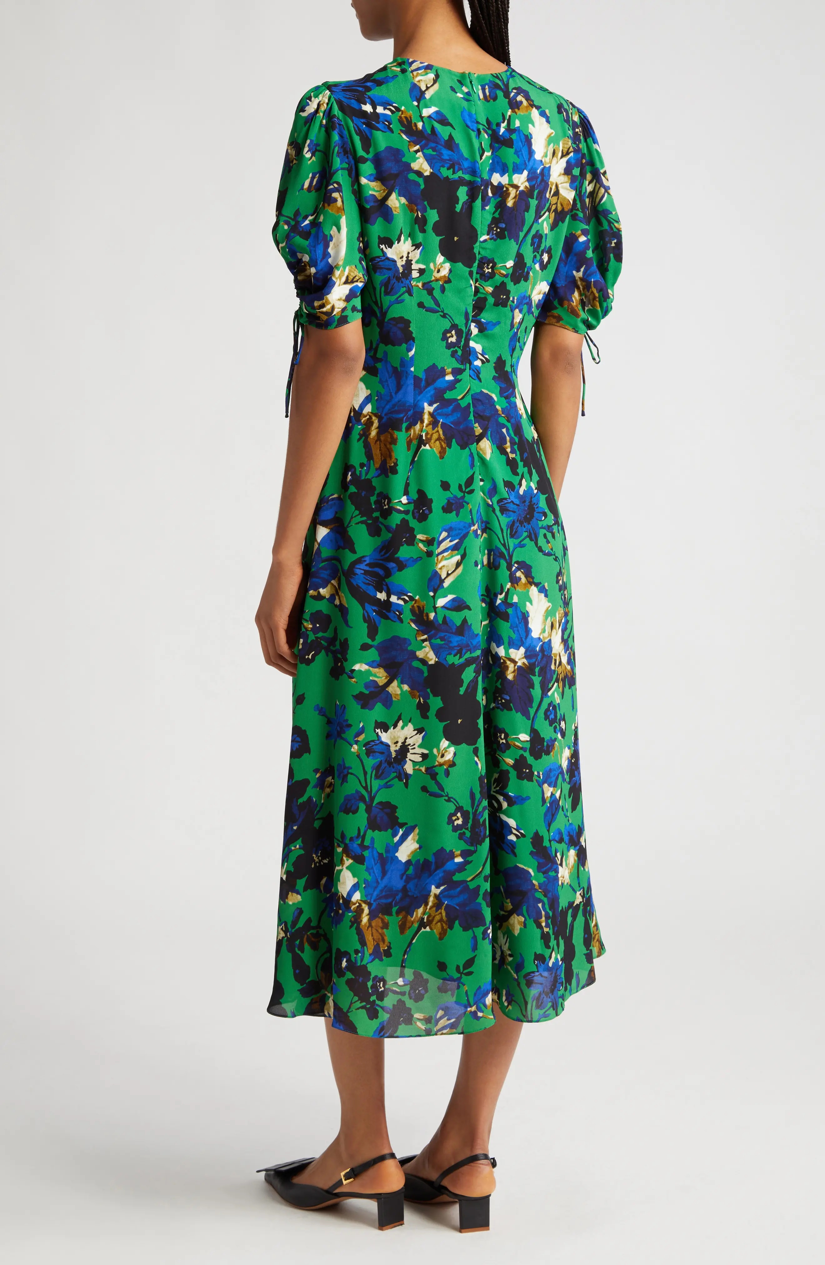 Floral Print A-Line Midi Dress - 2