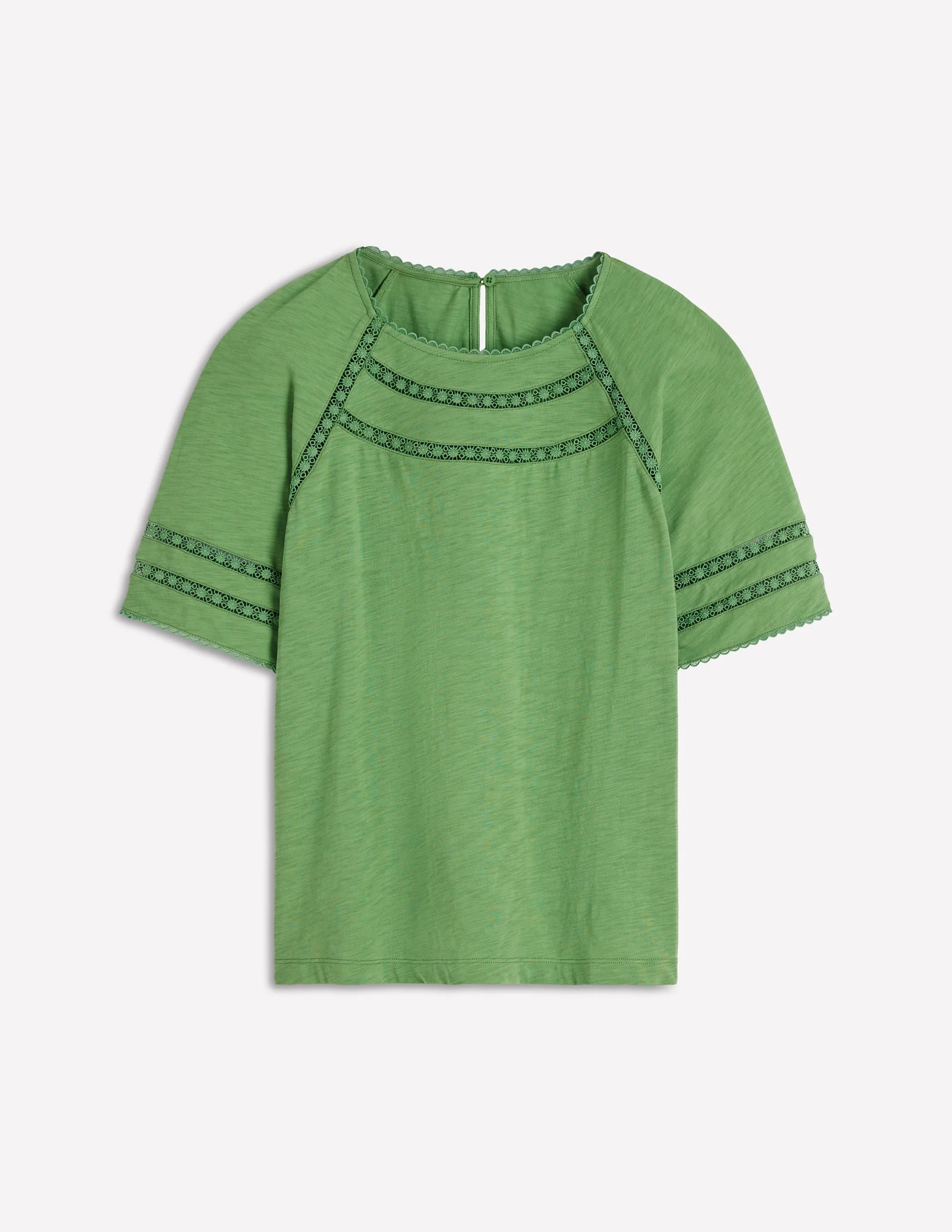 Poppy Trim Crew T-shirt-Bright Emerald - 1