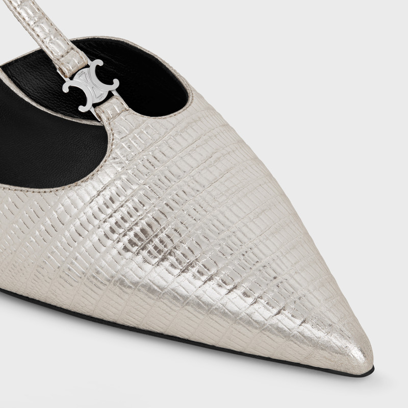 CELINE KITTEN T-BAR STRAP PUMP in Lizard stamped metalized calfskin 4