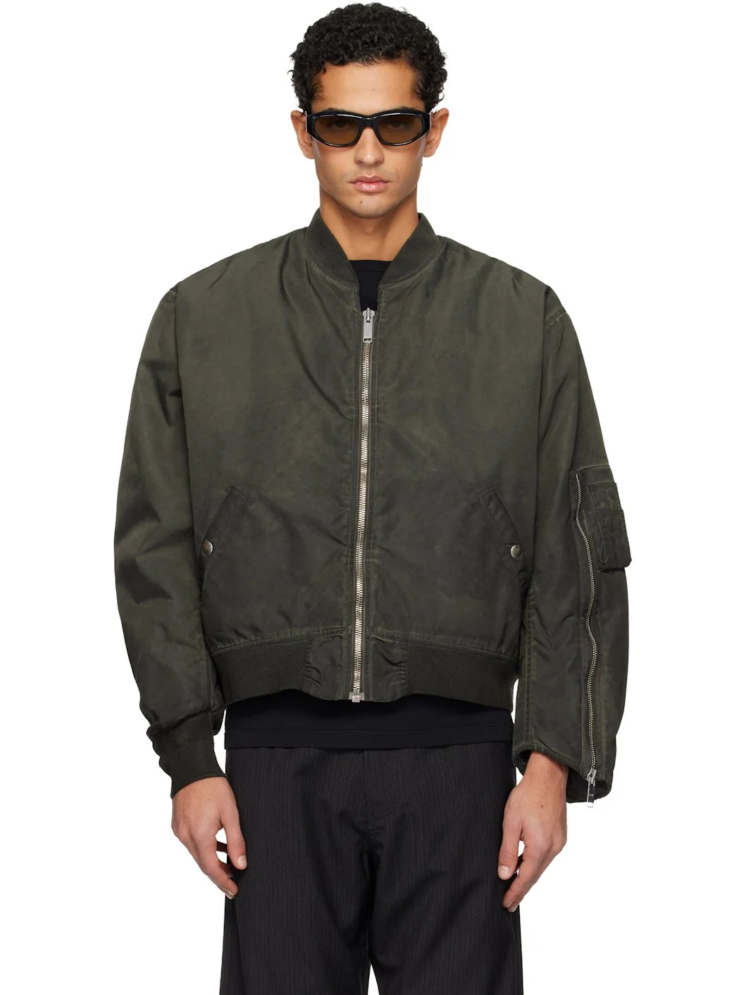Black Military Bomber Jacket - 1