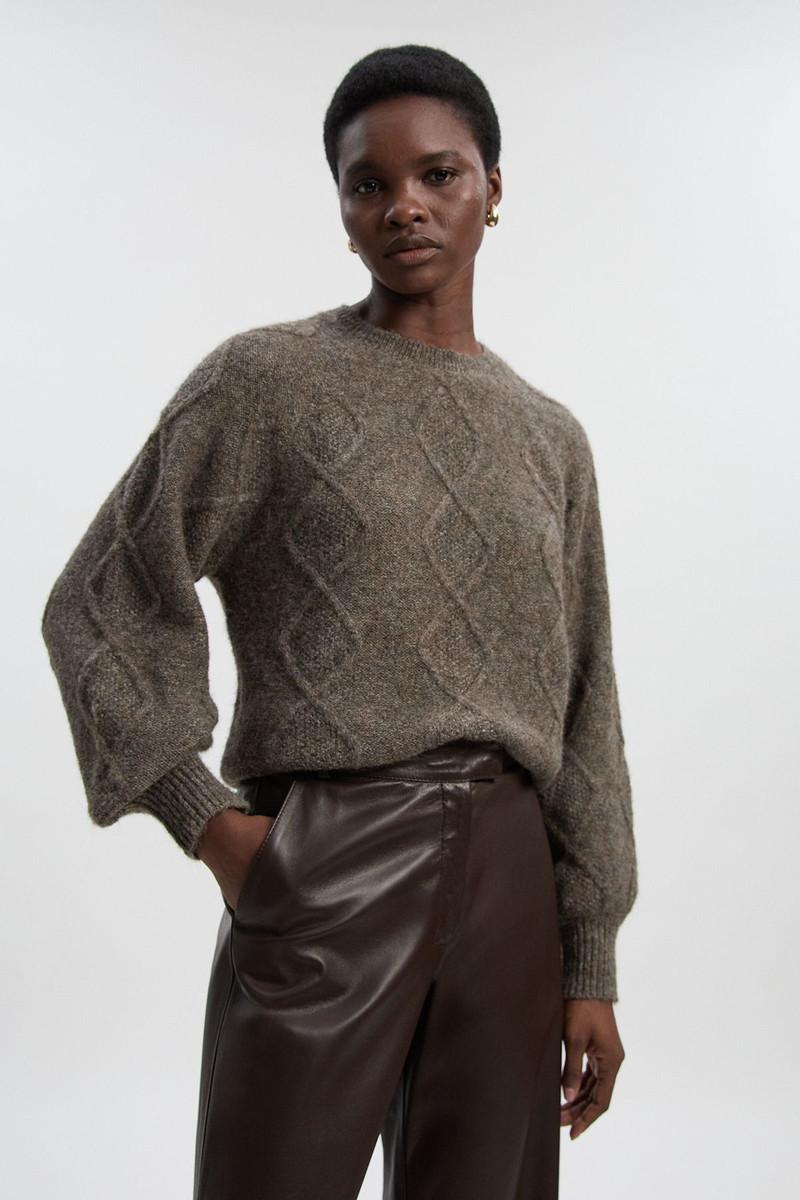 KAREN MILLEN Wool Blend Cosy Cable Stitch Crew Neck Jumper outlook