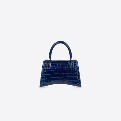 BALENCIAGA Women's Hourglass Small Handbag Crocodile Embossed in Navy outlook