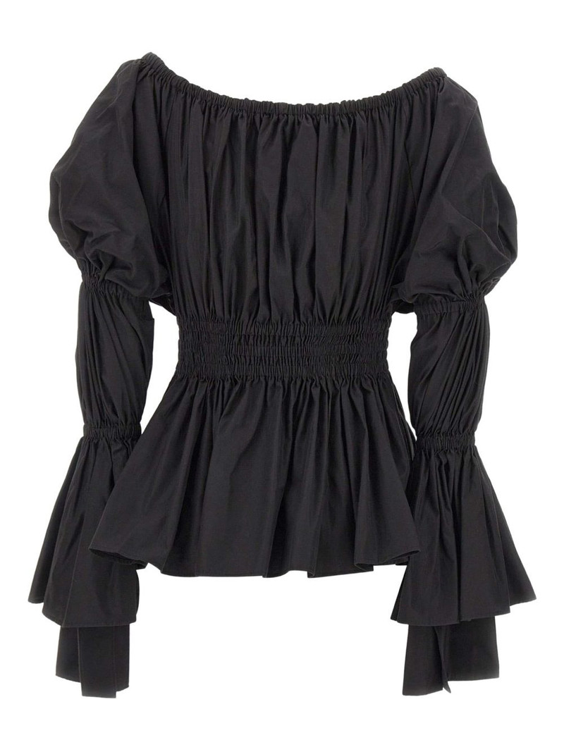 Blumarine puffed-sleeve elasticated-waist blouse outlook