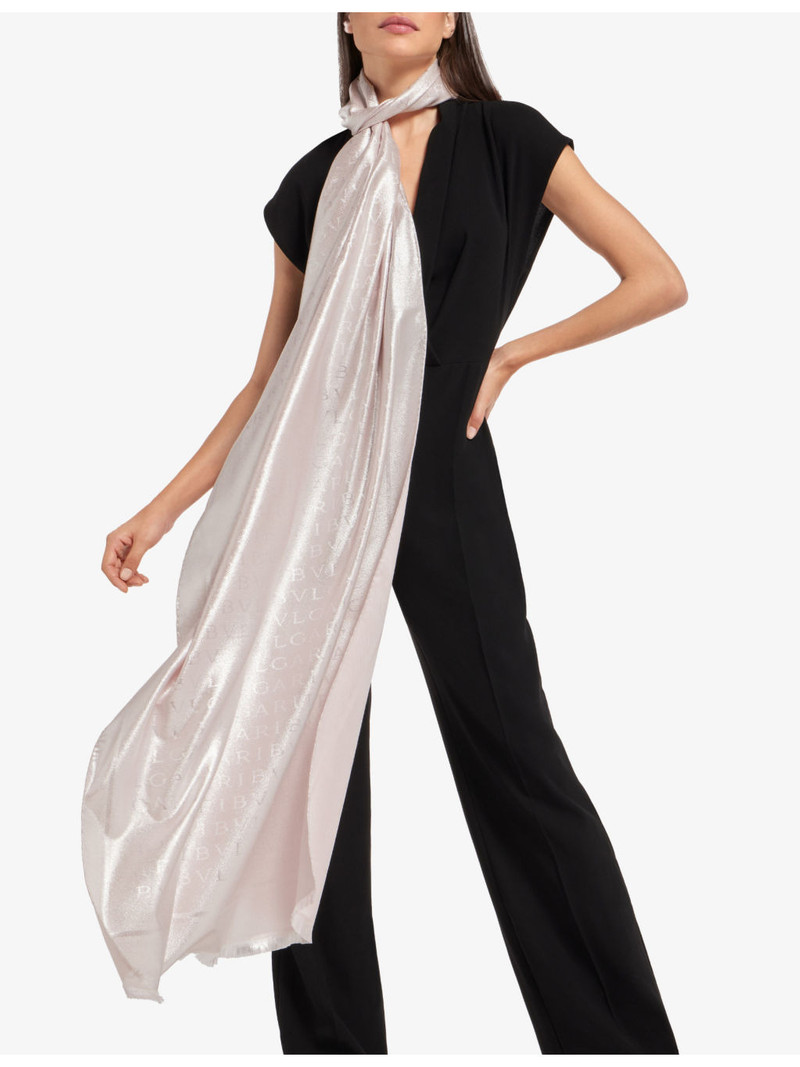 BVLGARI Lettere Maxi logo-print silk and wool-blend scarf outlook