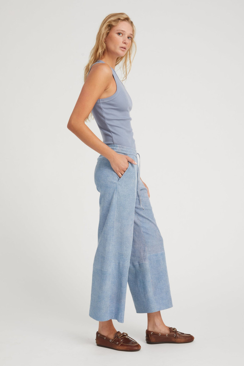 SPRWMN VINTAGE DENIM SUEDE CROPPED BAGGY PANTS outlook