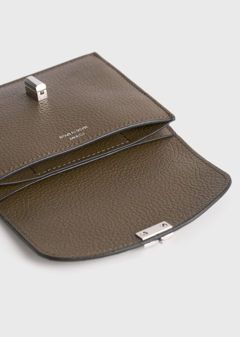 T-lock grained-leather cardholder dark taupe 5