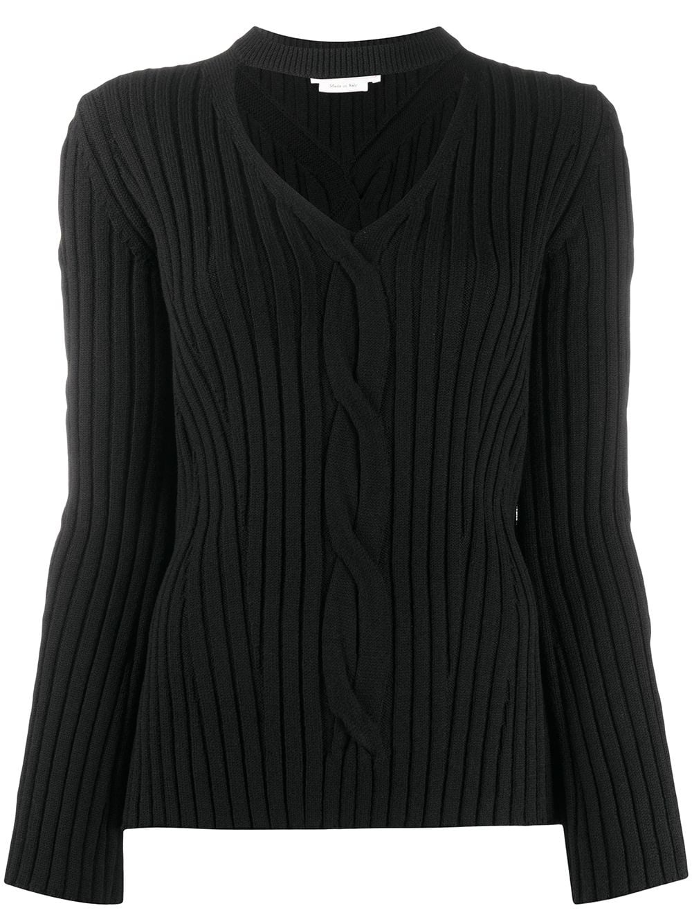 cut-out ribbed V-neck jumper - 1