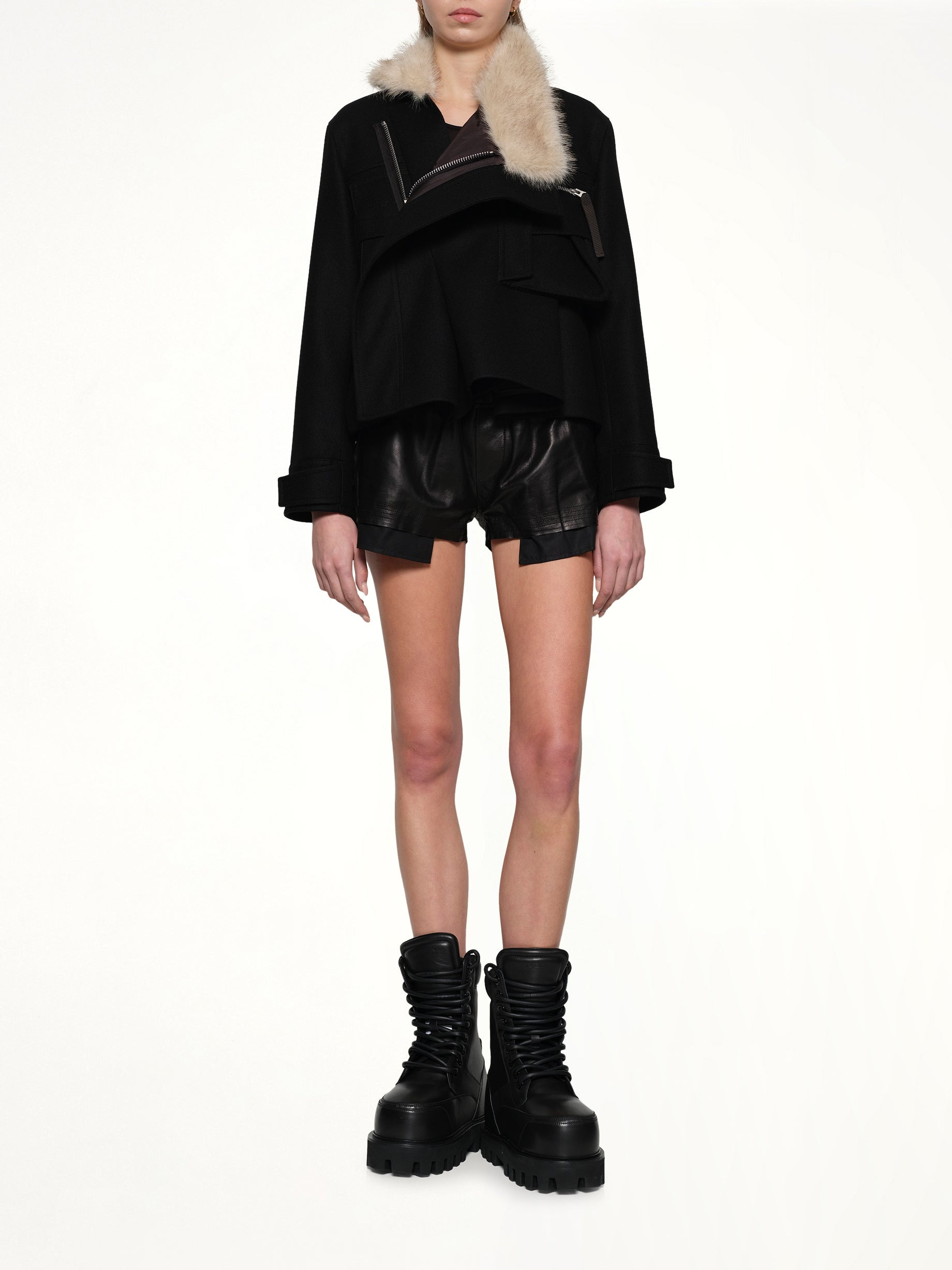 Wool Melton Blouson in Black - 4