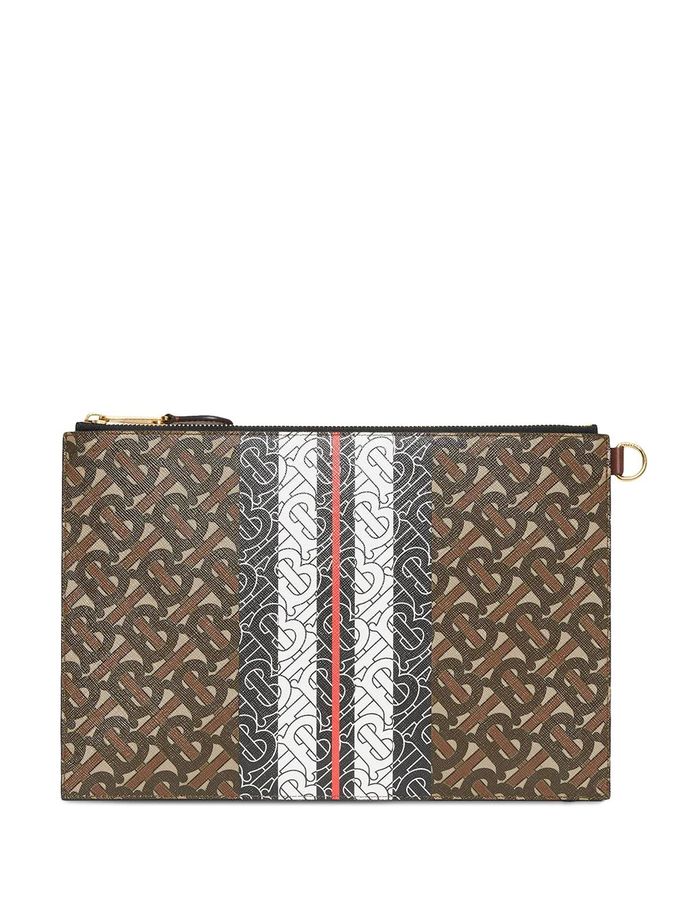 Monogram Stripe E-canvas Zip Pouch - 1