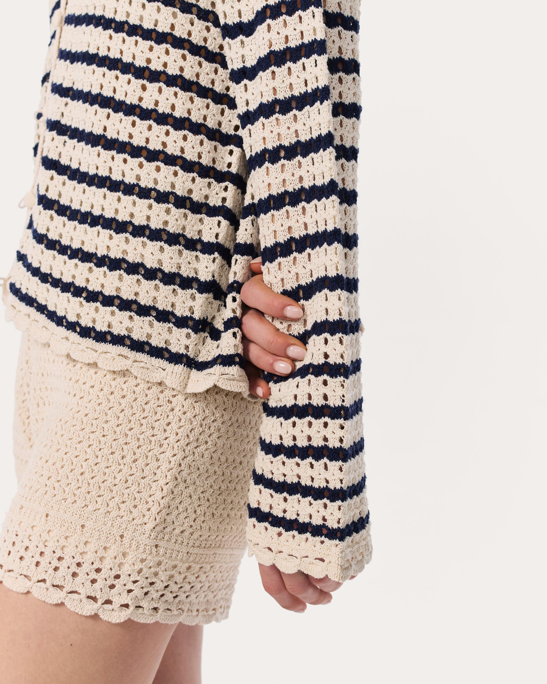 Khloe Striped Open-Knit Cardigan - 5