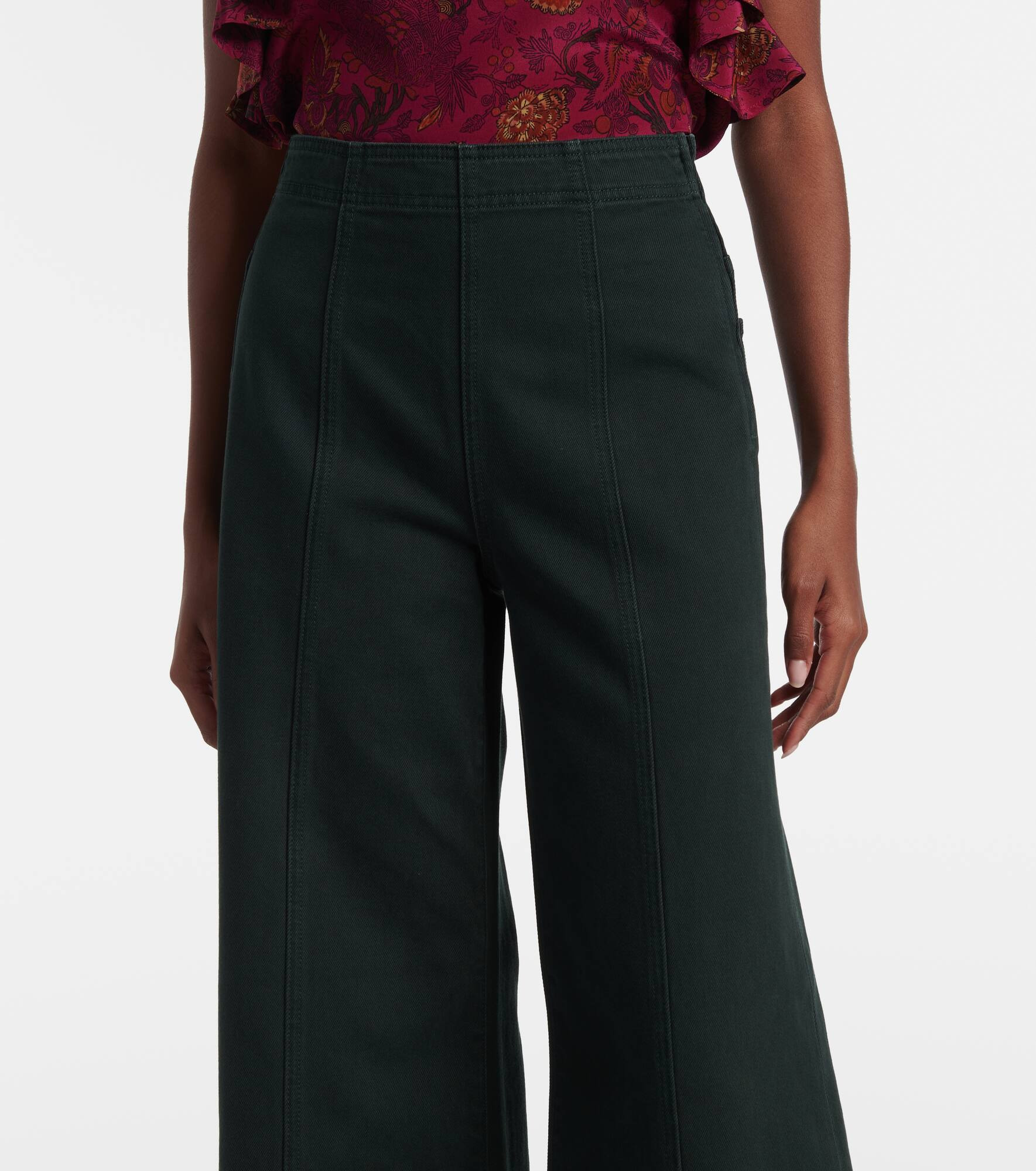 Bianca high-rise cotton wide-leg pants - 4