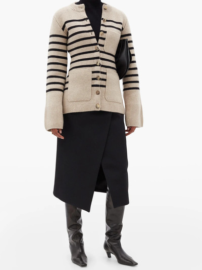 KHAITE Suzette striped cashmere-blend cardigan outlook