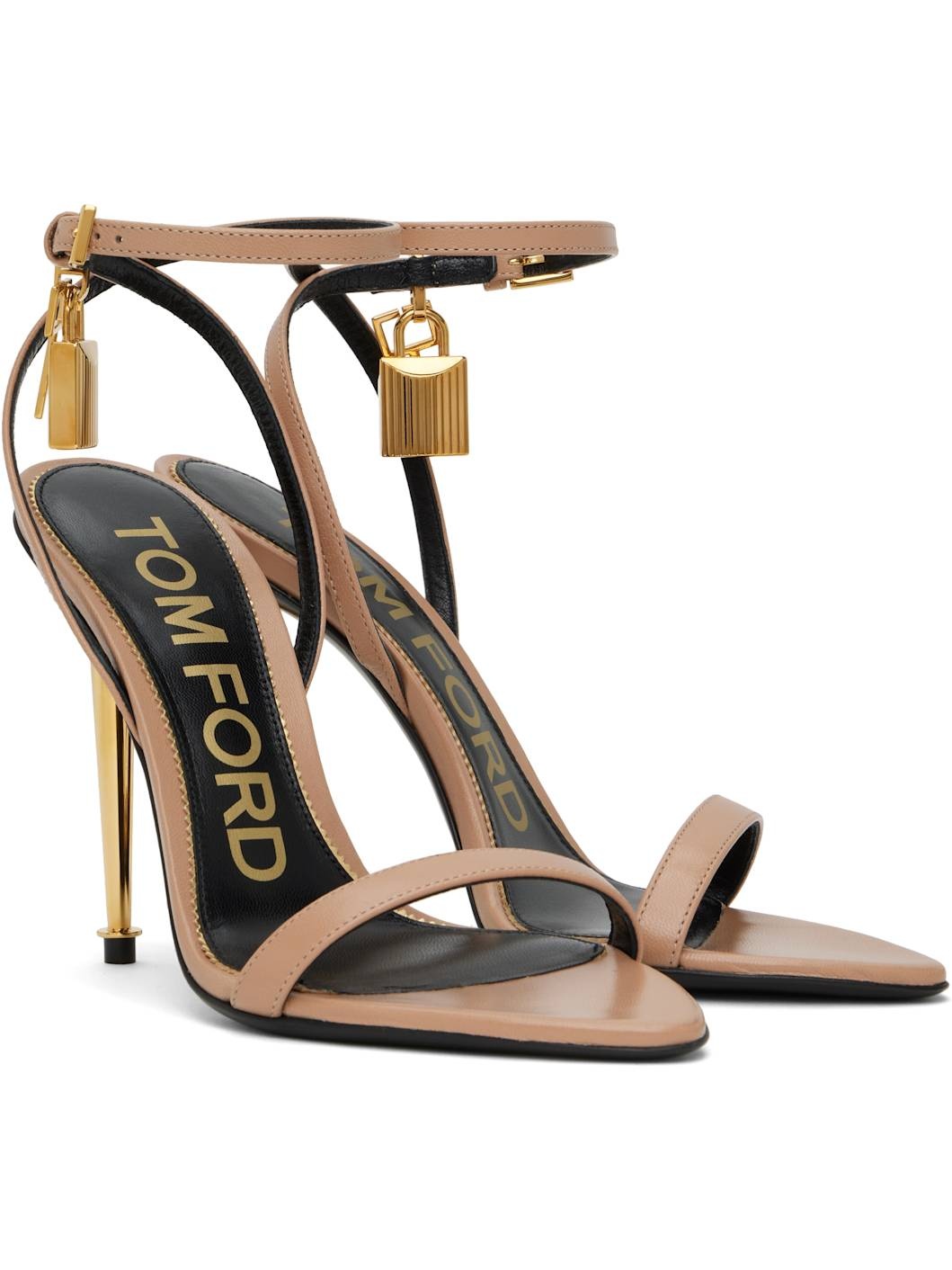Pink Padlock Pointed Naked Heeled Sandals - 4