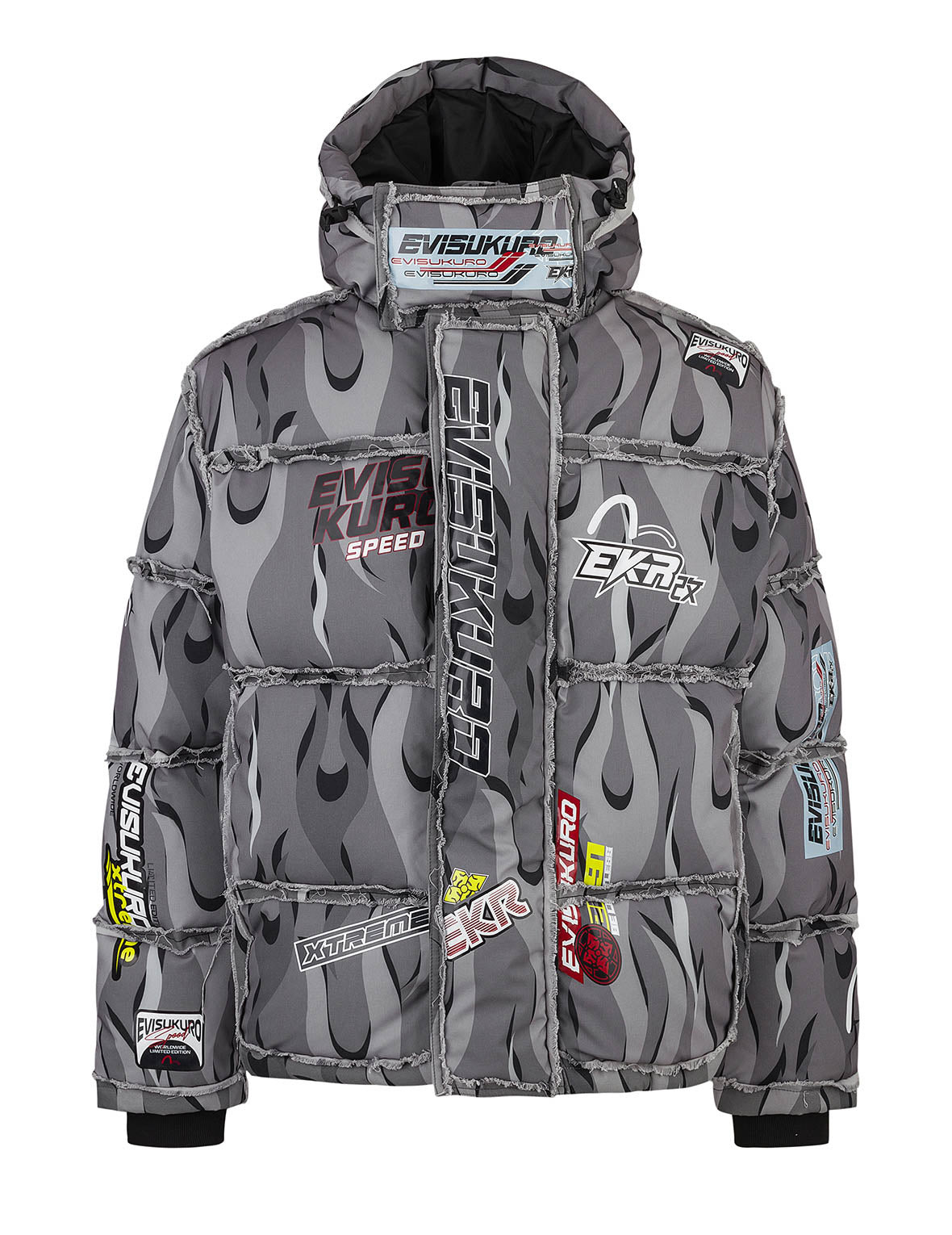 Tear-Away Racing Camouflage Oversized Down Jacket - 11