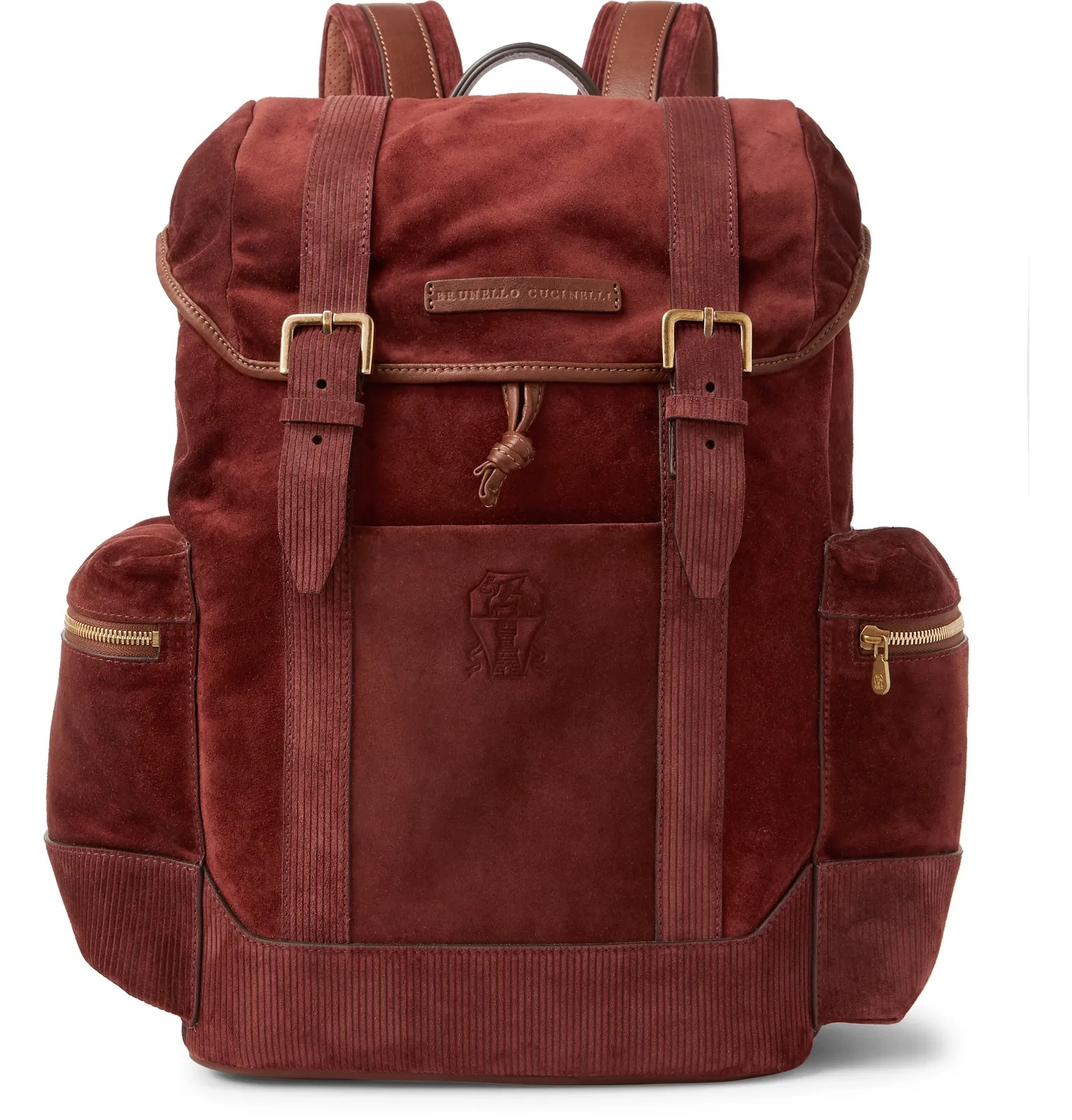 Leather-Trimmed Suede Backpack - 1