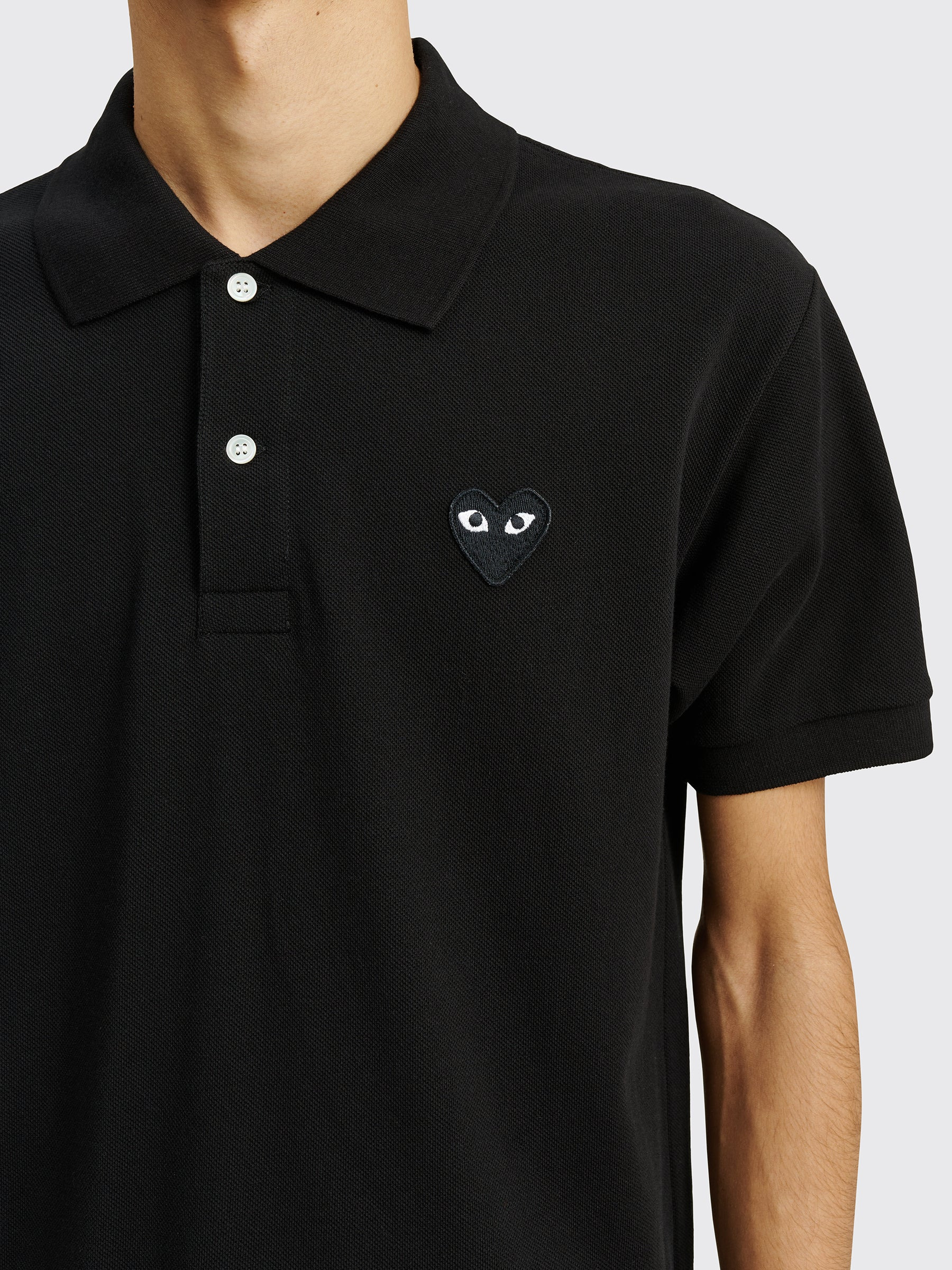 COMME DES GARÇONS PLAY SMALL HEART POLO T-SHIRT BLACK / BLACK - 5