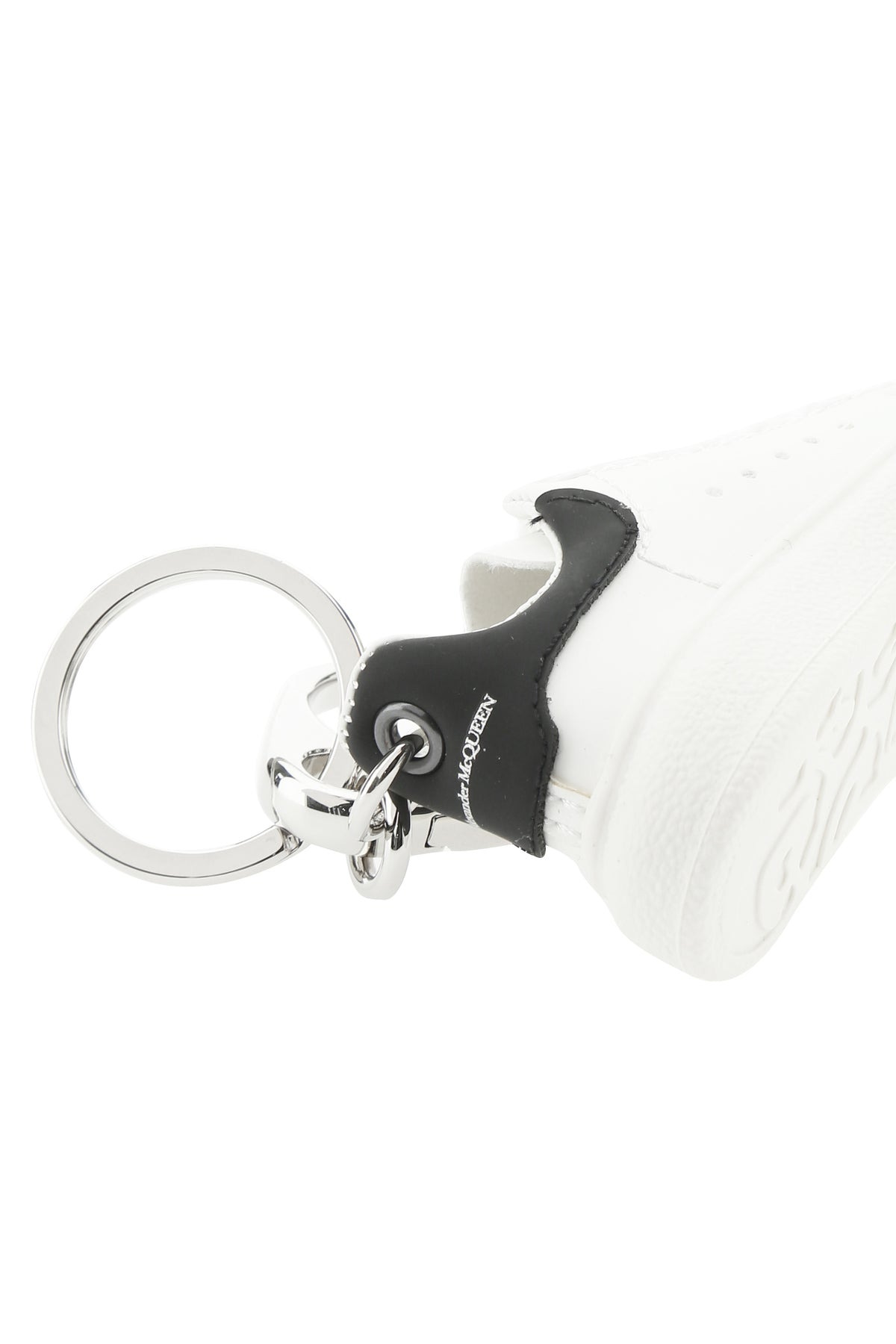 White leather key ring - 3
