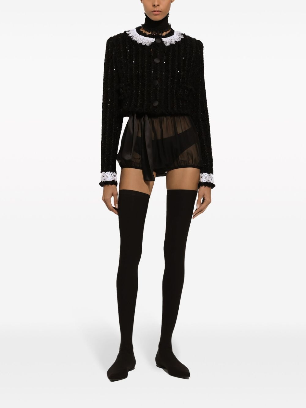 sequin-embellished cropped jacket - 3