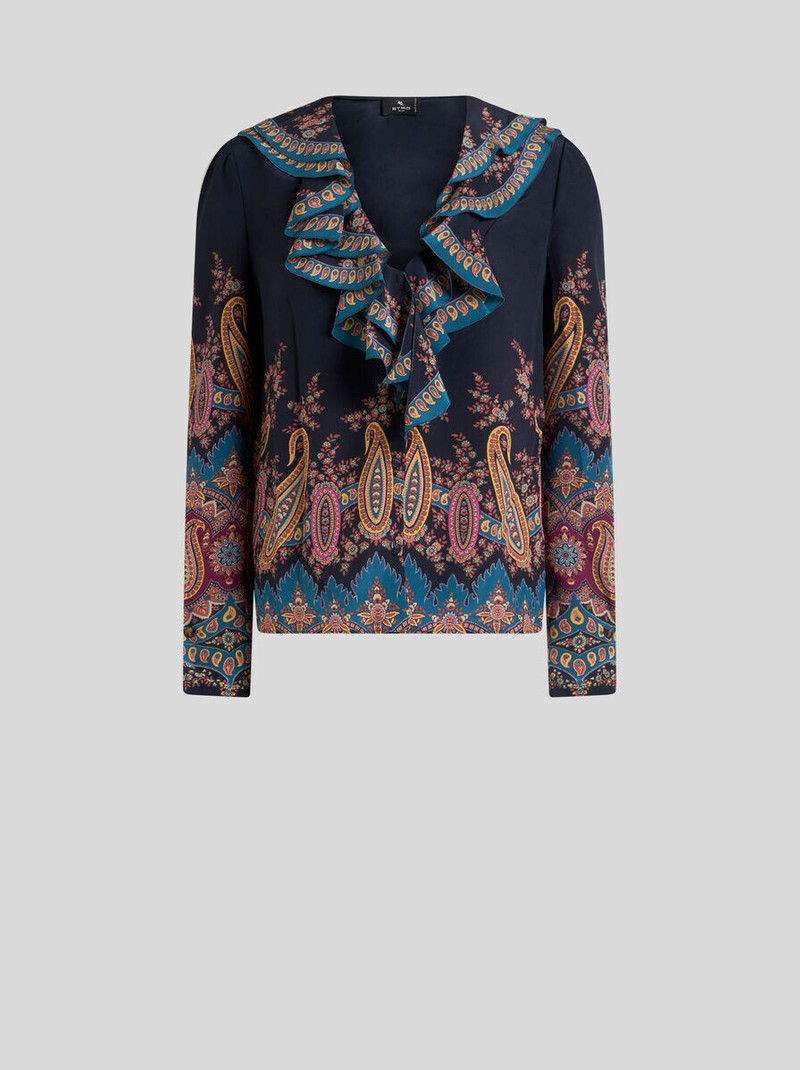 SILK SHIRT WITH PLACED PRINT 1