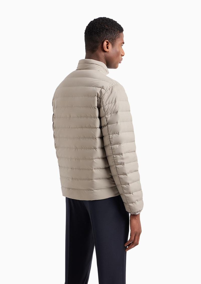 EMPORIO ARMANI Quilted nylon full-zip down jacket with eagle logo patch outlook