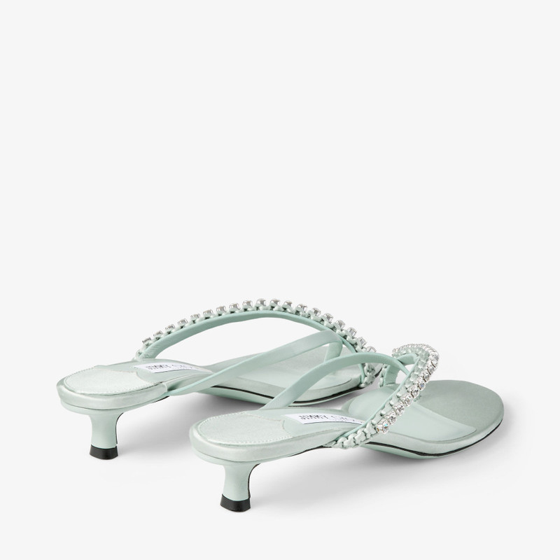 JIMMY CHOO Dila 35
Light Verde Leather Mule Sandal with Woven Satin Crystals outlook