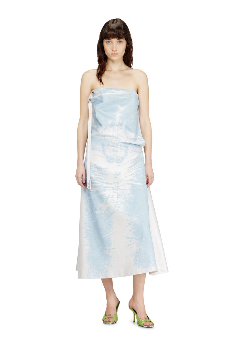 LONG DRESS IN COLOURED SATIN DENIM 3