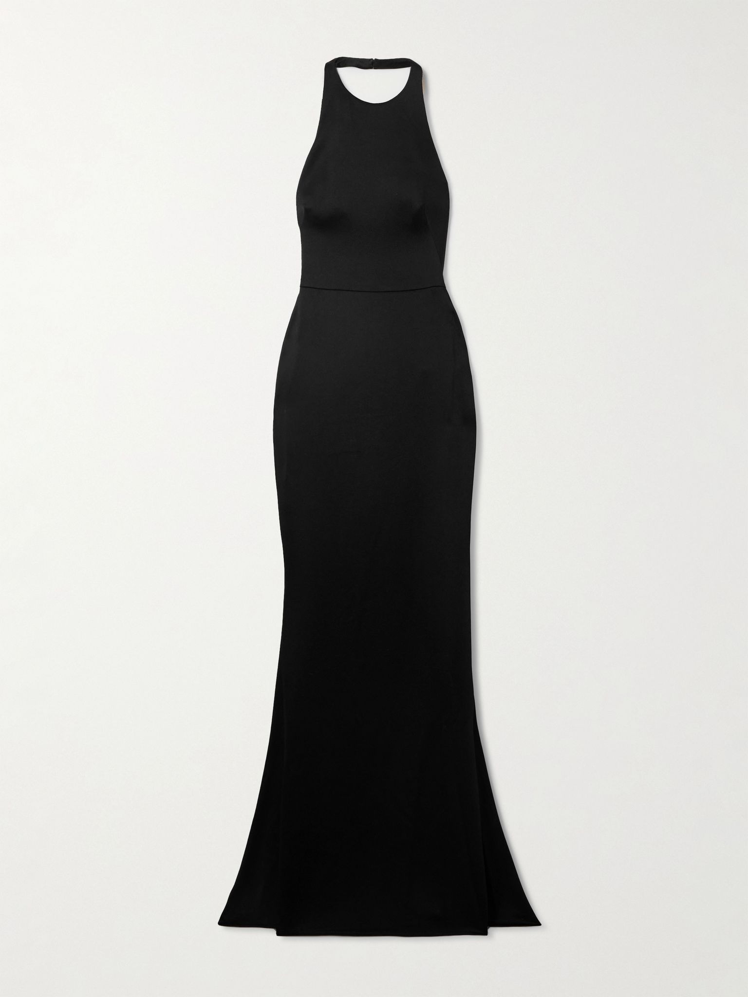 Satin-crepe halterneck gown Black - 1