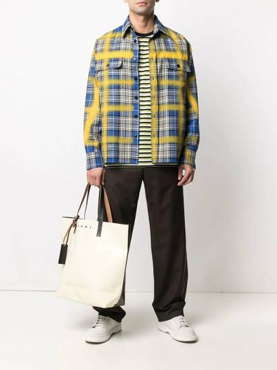 Marni spray paint checked wool shirt outlook