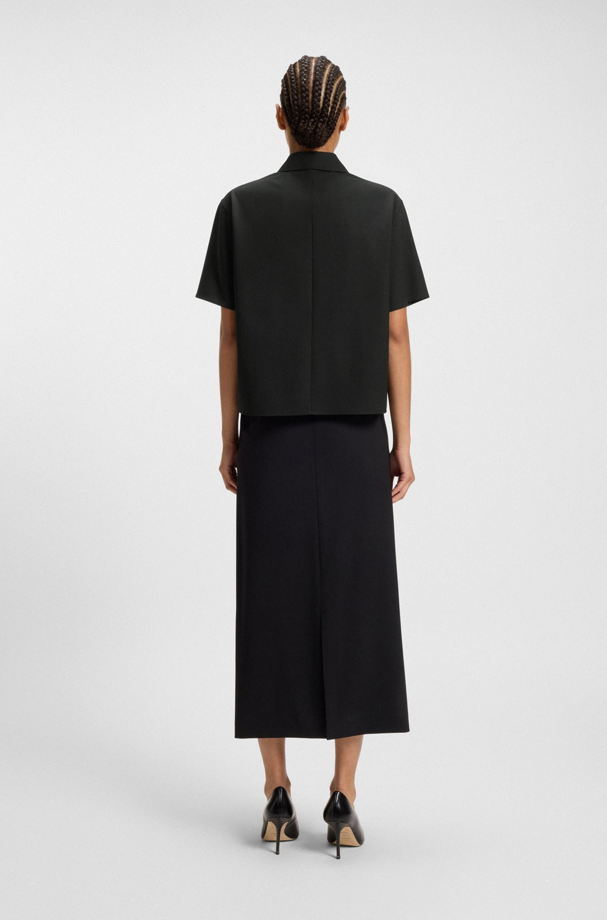 REGULAR-FIT SHORT-SLEEVED BLOUSE IN WOOL - 5