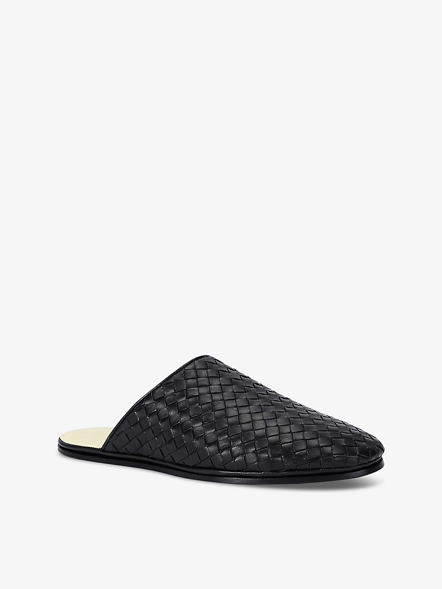 Intrecciato-weave slip-on leather mules - 3