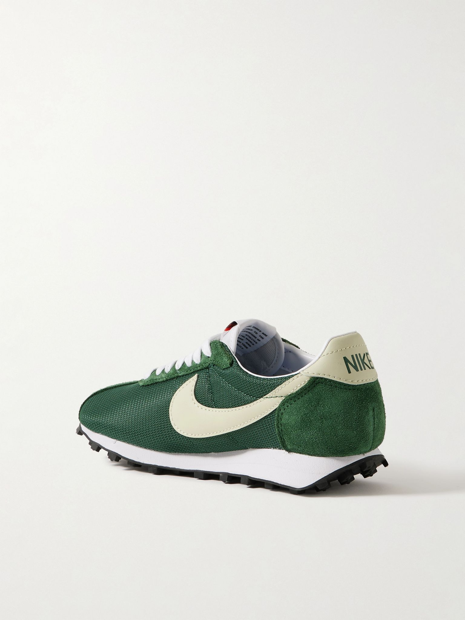 LD-1000 leather and brushed suede-trimmed mesh sneakers Army green - 3