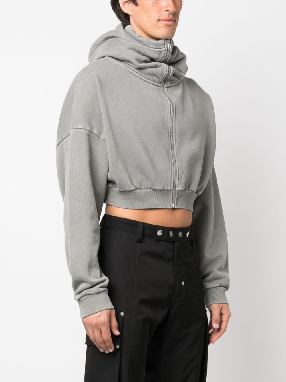 stand-up collar zip-up hoodie - 3