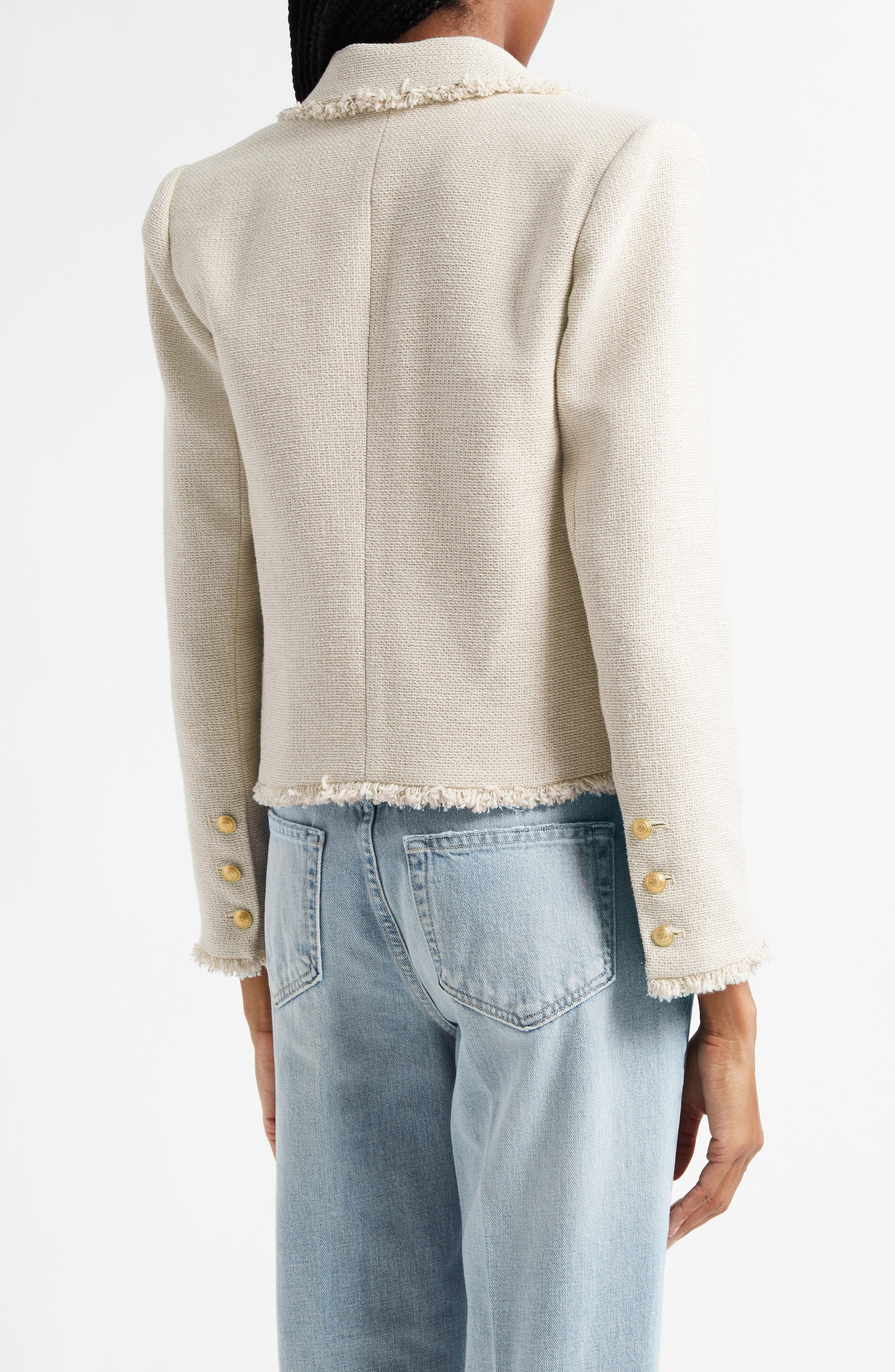 L'AGENCE Sylvia Metallic Blazer in Ivory/Light Gold at Nordstrom - 2