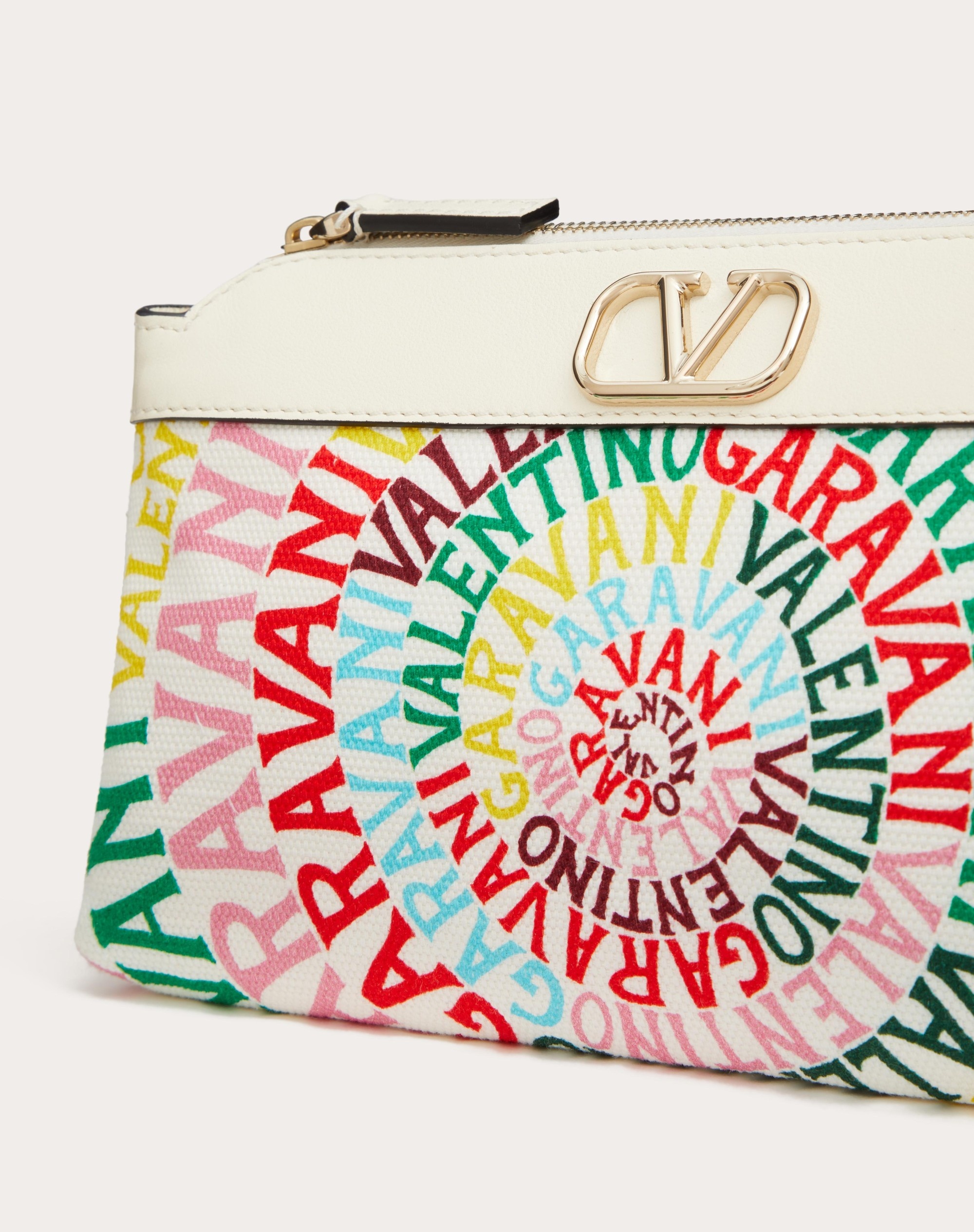 VALENTINO GARAVANI ESCAPE CANVAS CLUTCH BAG WITH VALENTINO GARAVANI LOOP PRINT - 8