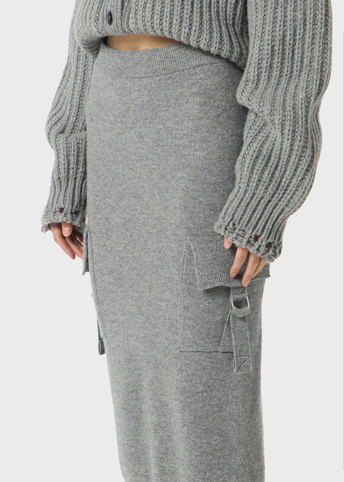 MIDI KNIT SKIRT WITH CARGO POCKETS - 5